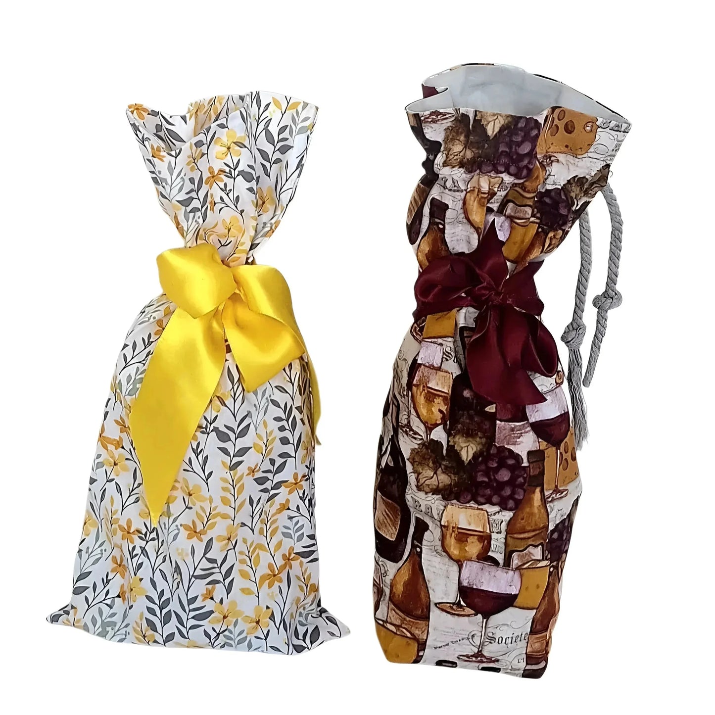 Wine Fabric Gift Sachet Bags Multiple Use Satin Ribbon Environment Friendly Mothers Day Memorial Day