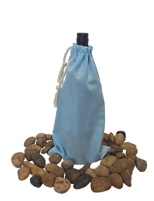 Reusable Carolina Blue Cotton Wine Bottle Gift Bag – Eco-Friendly Wrapping