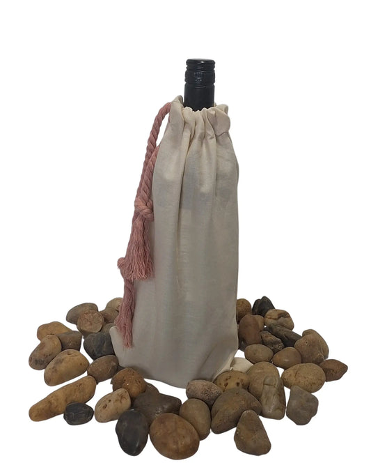 Reusable Tan Cotton Fabric Wine Bottle Gift Bag – Eco-Friendly Wrapping